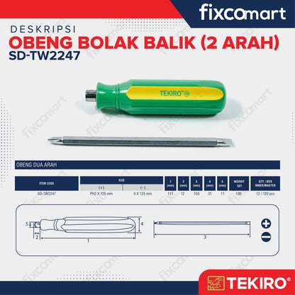 Tekiro Obeng Dua Arah /Obeng Bolak Balik Plus Minus Tekiro