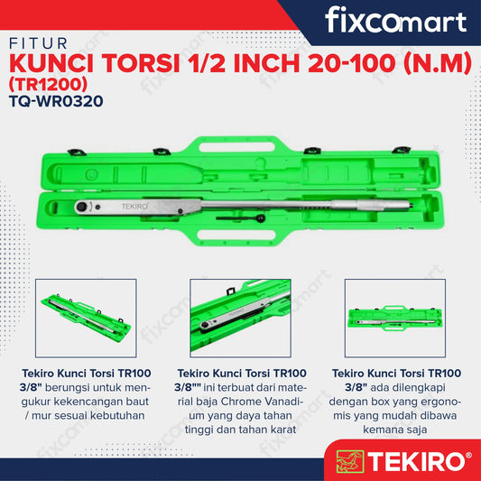Tekiro Kunci Torsi 3/8 Inch 2-10 N.M (Tr100) / Tekiro Kunci Momen / Kunci Torque FIXCOMART