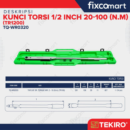 Tekiro Kunci Torsi 3/8 Inch 2-10 N.M (Tr100) / Tekiro Kunci Momen / Kunci Torque FIXCOMART