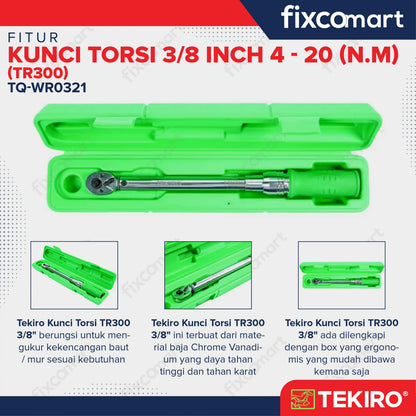 Tekiro Kunci Torsi 3/8 Inch 4-20 N.M (Tr300) / Tekiro Kunci Momen / Kunci Torque FIXCOMART