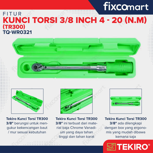 Tekiro Kunci Torsi 3/8 Inch 4-20 N.M (Tr300) / Tekiro Kunci Momen / Kunci Torque FIXCOMART