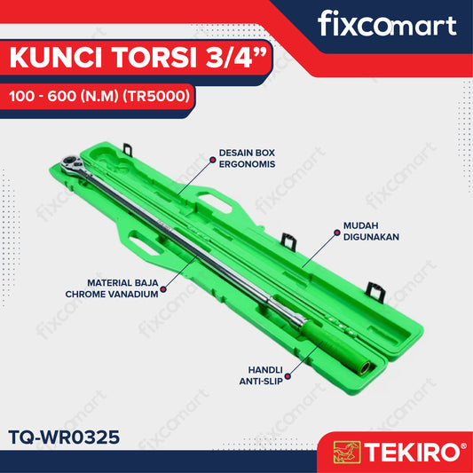 Tekiro Kunci Torsi 3/4 Inch 100-600 N.M (Tr5000) / Tekiro Kunci Momen / Kunci Torque