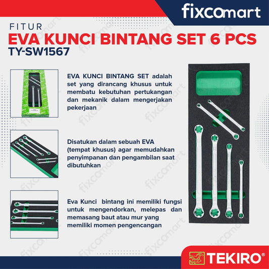 Tekiro Eva Kunci Ring Bintang Set 6 Pcs / Eva Star Wrench Set FIXCOMART
