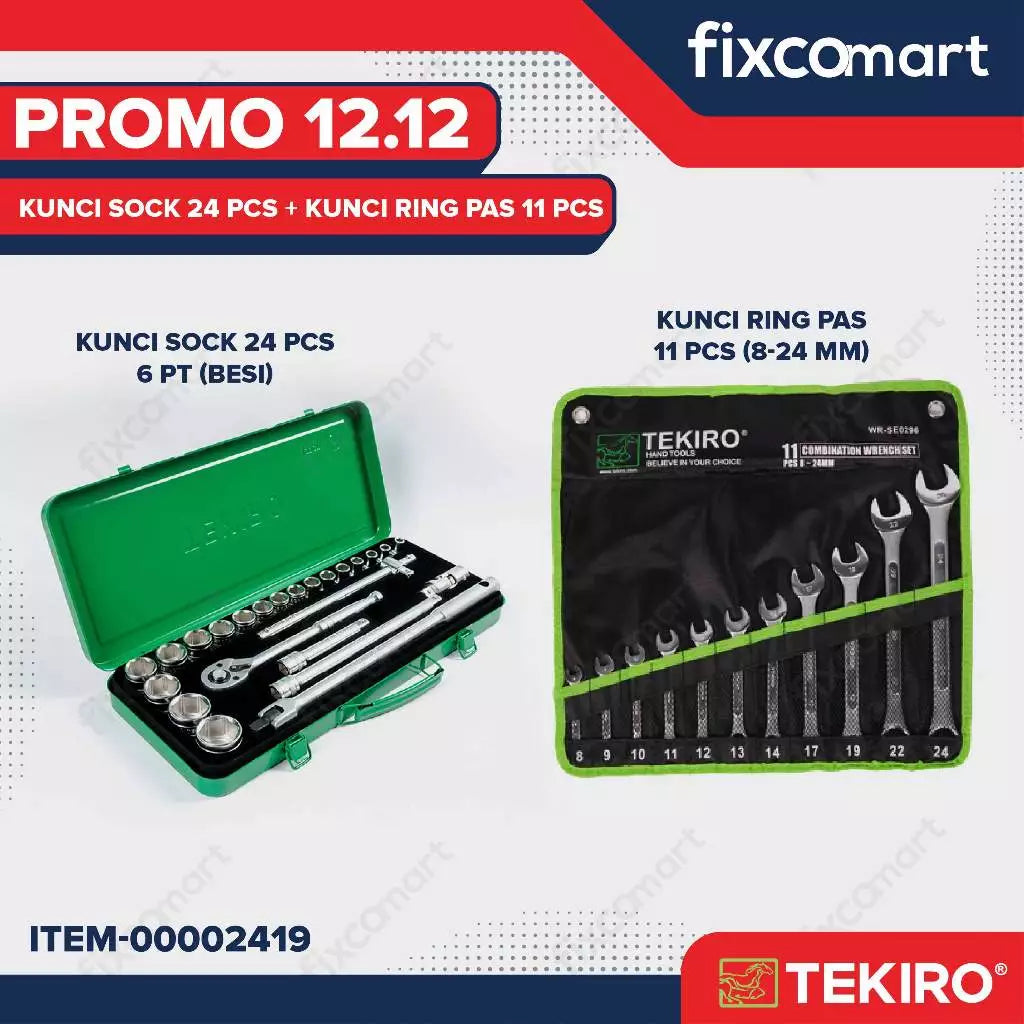 Tekiro Kunci Sock 24 pcs + Tekiro Kunci Ring Pas 11 Pcs