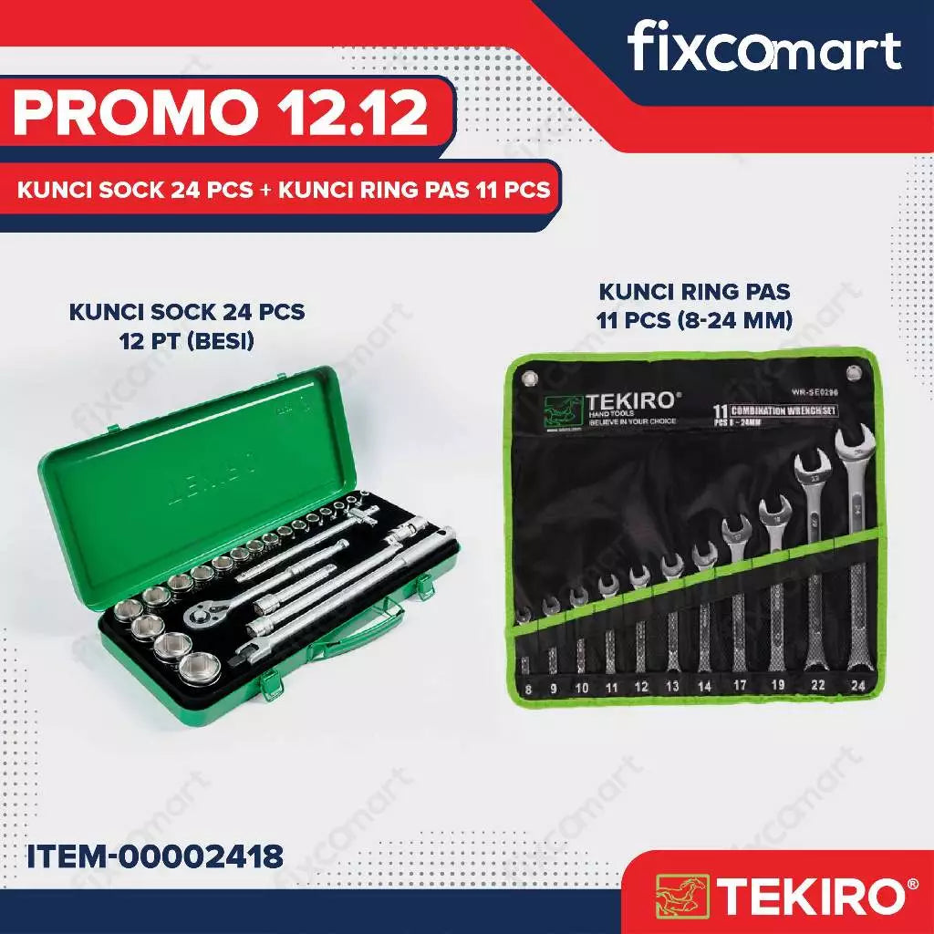 Tekiro Kunci Sock 24 pcs + Tekiro Kunci Ring Pas 11 Pcs