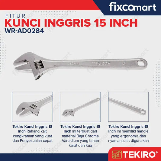 Tekiro Kunci Inggris 18 Inch (Chrome) FIXCOMART