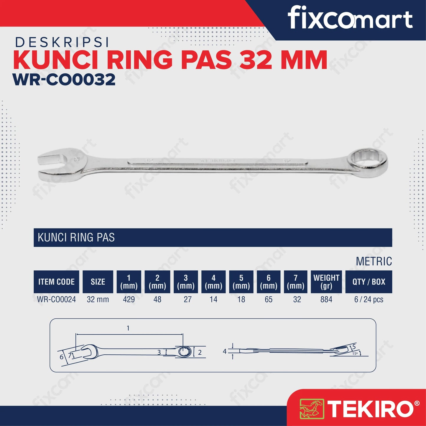 Tekiro Kunci Ring Pas 32 Mm Sunk Panel FIXCOMART