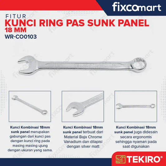 Kunci Ringpas Sunk Panel 18 mm / Ring Pas Tekiro FIXCOMART