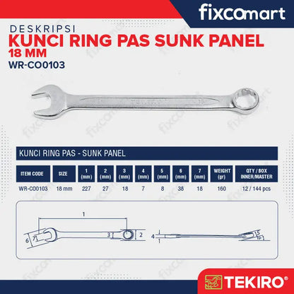 Kunci Ringpas Sunk Panel 18 mm / Ring Pas Tekiro FIXCOMART