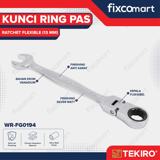 Tekiro Kunci Ring Pas Ratchet Flexsibel 13 mm FIXCOMART