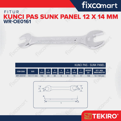 Tekiro Kunci Pas Sunk Panel 12 X 14 mm Open End Wrench FIXCOMART