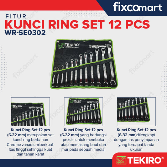 Tekiro Kunci Ring Set 12 Pcs 6-32 mm