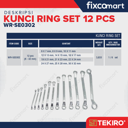 Tekiro Kunci Ring Set 12 Pcs 6-32 mm