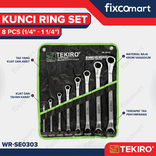 Tekiro Kunci Ring Set 8 Pcs 1/4 - 1 1/4 Inch / Kunci Ring Inch Set FIXCOMART