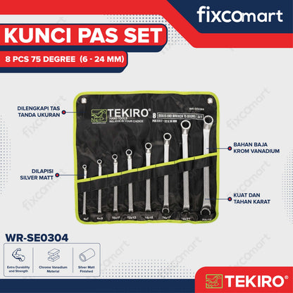 Tekiro Kunci Ring Set 8 Pcs 75 Derajat (6-24 Mm) / Box End Wrench
