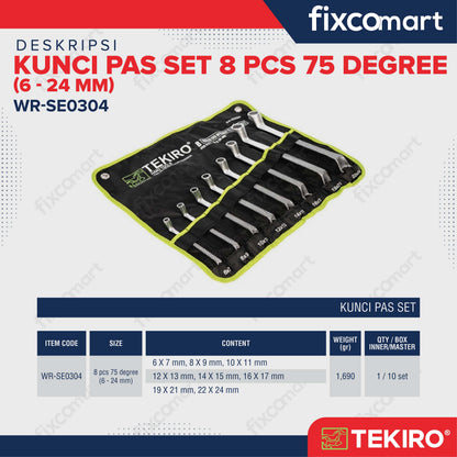 Tekiro Kunci Ring Set 8 Pcs 75 Derajat (6-24 Mm) / Box End Wrench