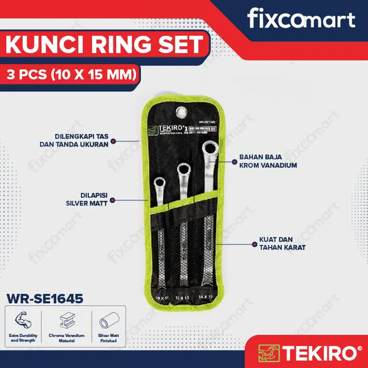 Tekiro Kunci Ring Set 3 Pcs (10-15 Mm) / Tekiro Box End Wrench Set FIXCOMART