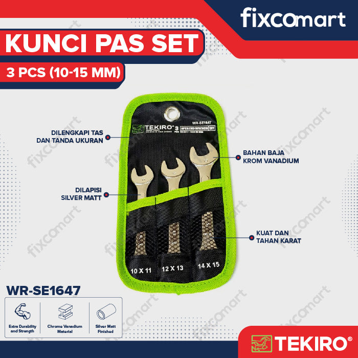 Tekiro Kunci Pas Set 3 Pcs (10-15 mm)