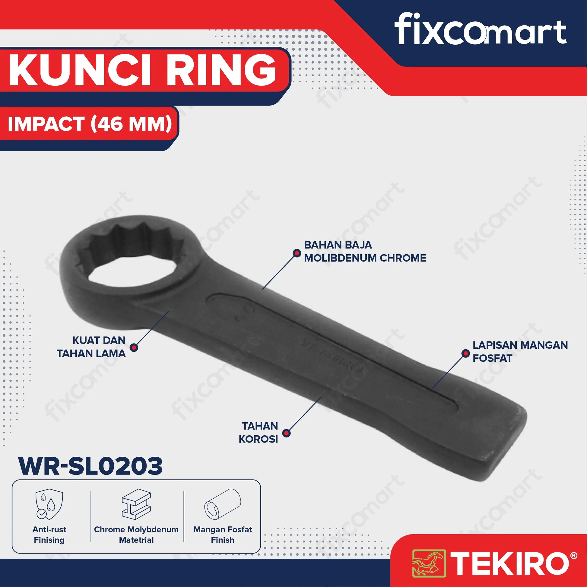 Tekiro Kunci Ring Pukul 49 mm / Kunci Ring Pukul / Tekiro Slogging Wrench FIXCOMART