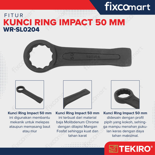 Tekiro Kunci Ring Ketok Pukul 50 mm / Tekiro Slogging Wrench 50 mm FIXCOMART