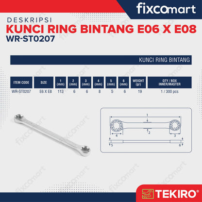 Tekiro Kunci Ring Bintang E6 X E8 / Tekiro Star Wrench FIXCOMART