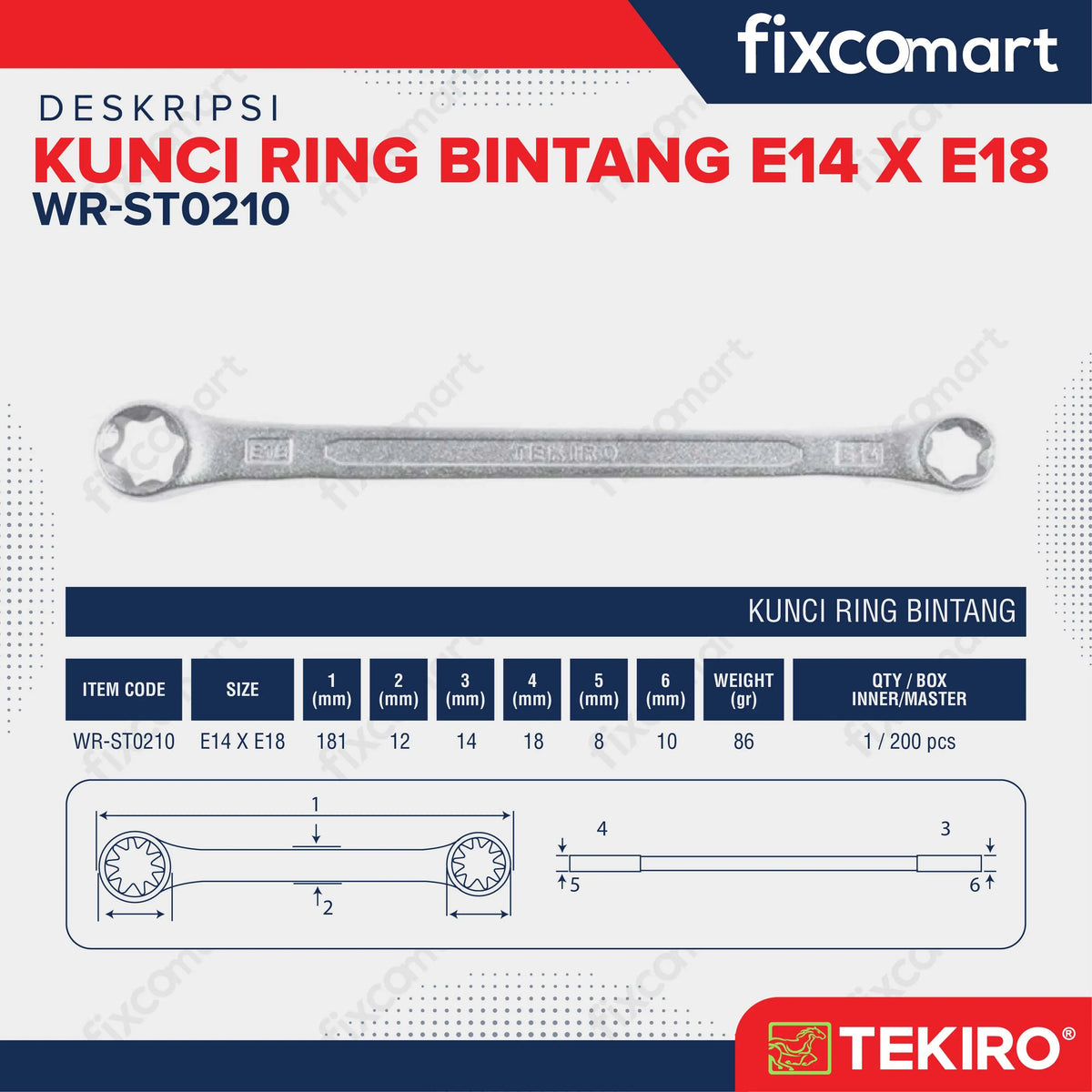 Tekiro Kunci Ring Bintang E14 X E18 FIXCOMART