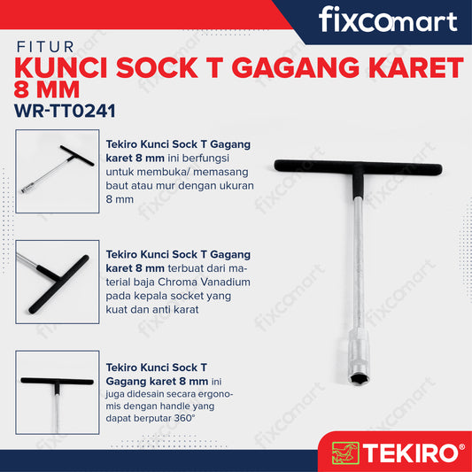 Tekiro Kunci Sock T Gagang Karet 8 Mm