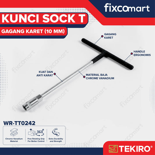 Tekiro Kunci T Gagang Karet 10 Mm FIXCOMART