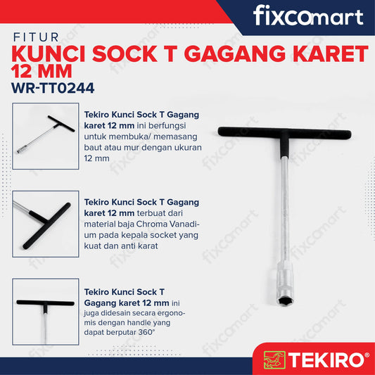 Tekiro Sock T Gagang Karet 12 mm FIXCOMART