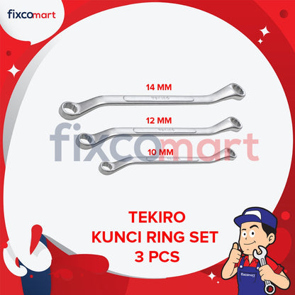 Tekiro Kunci Ring Set 3 Pcs (10-15 Mm) / Tekiro Box End Wrench Set