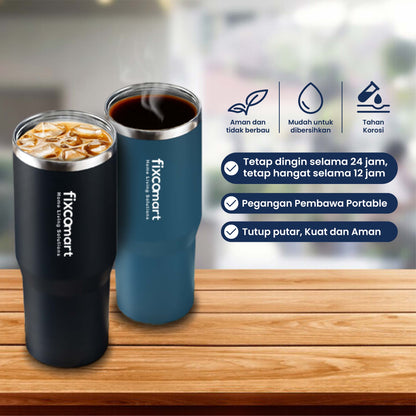 FIXCOMART TUMBLER Stainless 900ML - Botol Minum besar Menjaga suhu Panas dan Dingin Portable BPA FREE STAINLESS 304
