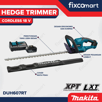 Makita Cordless Hedge Trimmer DUH607RT 18 V Unit Charger Battery - Alat pemangkas tanaman