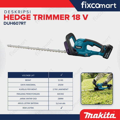 Makita Cordless Hedge Trimmer DUH607RT 18 V Unit Charger Battery - Alat pemangkas tanaman