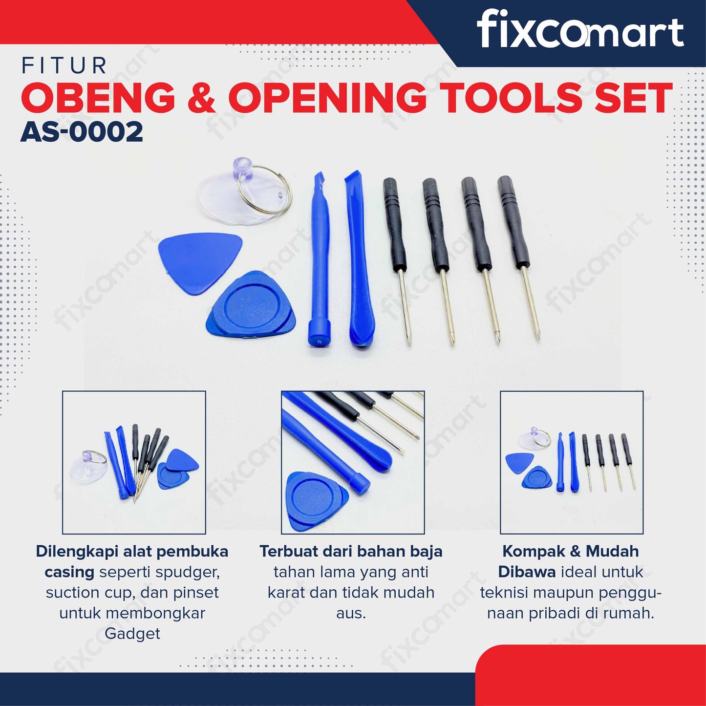 Fixcomart Obeng & Opening Tools Set - Obeng set IPHONE / ANDROID / ELEKTORNIK Obeng set mini  9 IN 1