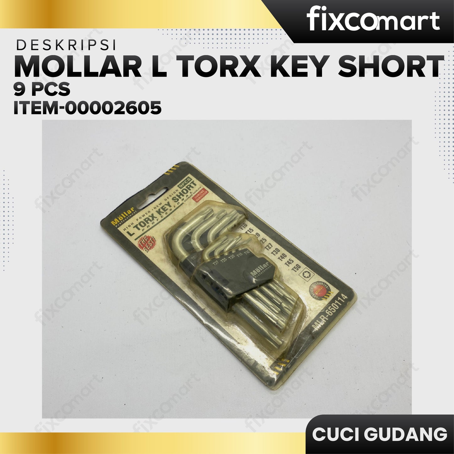 GARAGE SALE - MOLLAR L Torx Key Short 9 pcs Kunci L Set