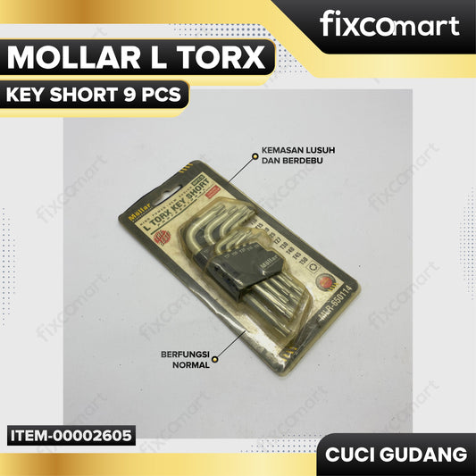 GARAGE SALE - MOLLAR L Torx Key Short 9 pcs Kunci L Set