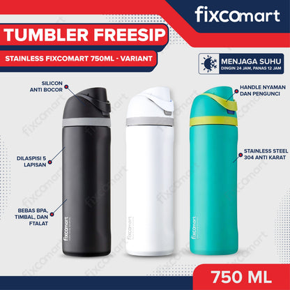 🎁 FIXCOMART TUMBLER STAINLESS 304 GAGANG 750ML - Botol Minum besar Menjaga suhu Panas dan Dingin portable BPA FREE STAINLESS  - Botol Minum 750ML (100% off)