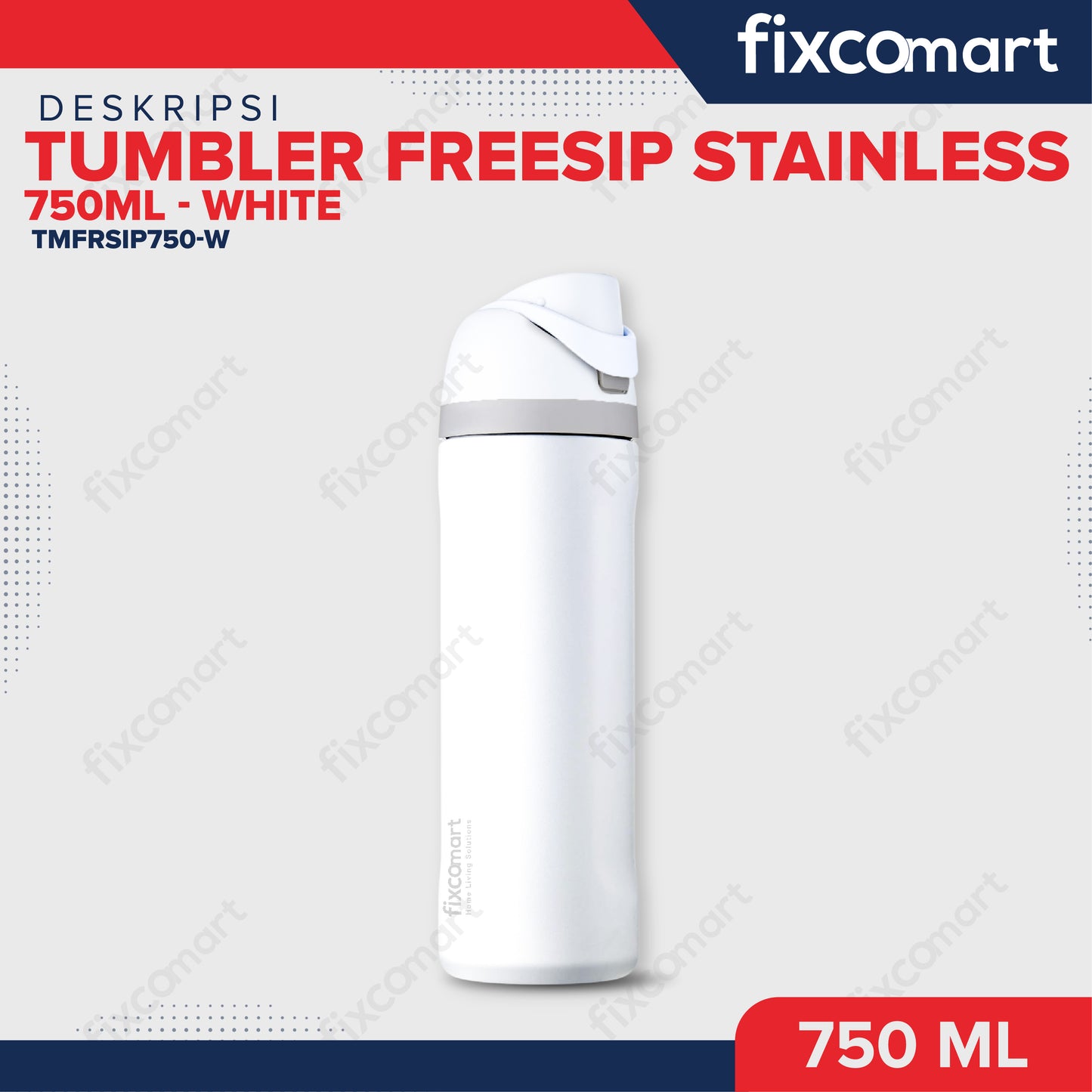 FIXCOMART TUMBLER STAINLESS 304 GAGANG 750ML - Botol Minum besar Menjaga suhu Panas dan Dingin portable BPA FREE STAINLESS  - Botol Minum 750ML