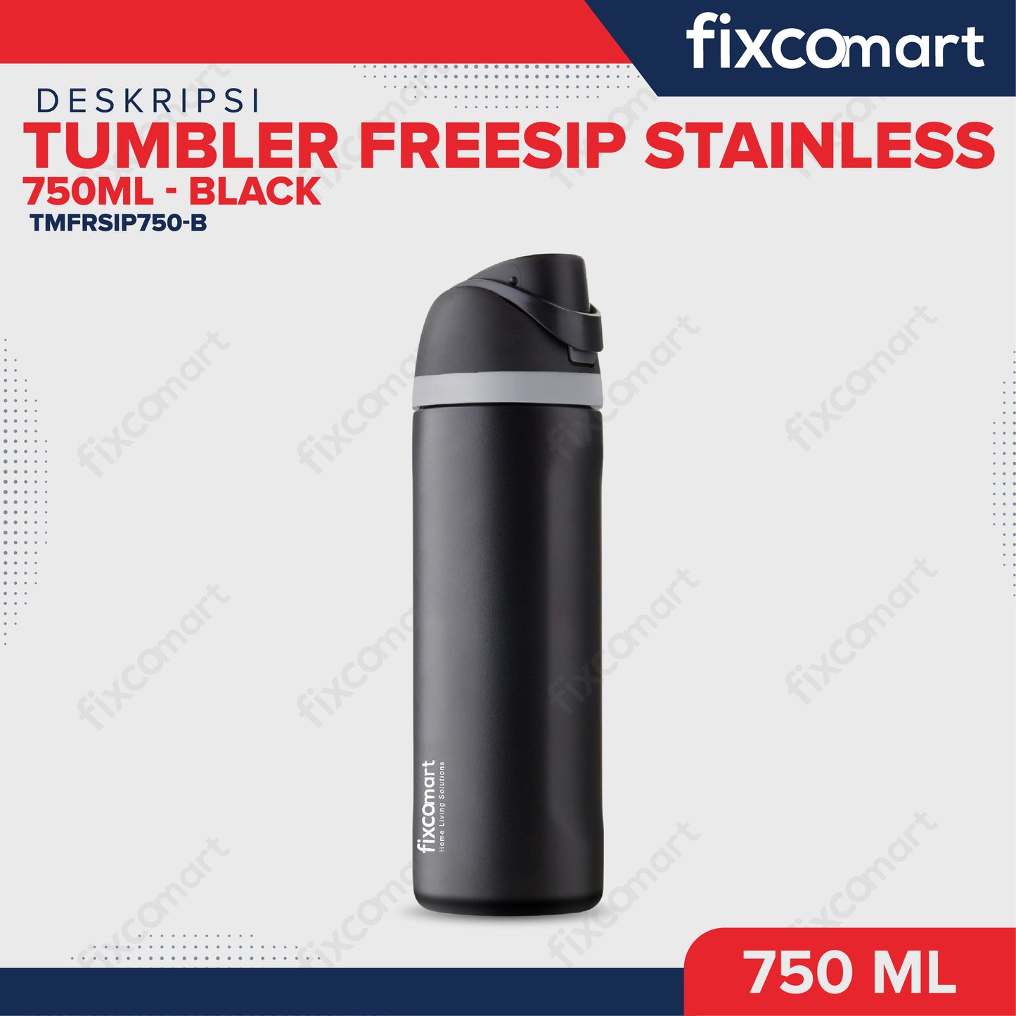 FIXCOMART TUMBLER STAINLESS 304 GAGANG 750ML - Botol Minum besar Menjaga suhu Panas dan Dingin portable BPA FREE STAINLESS  - Botol Minum 750ML