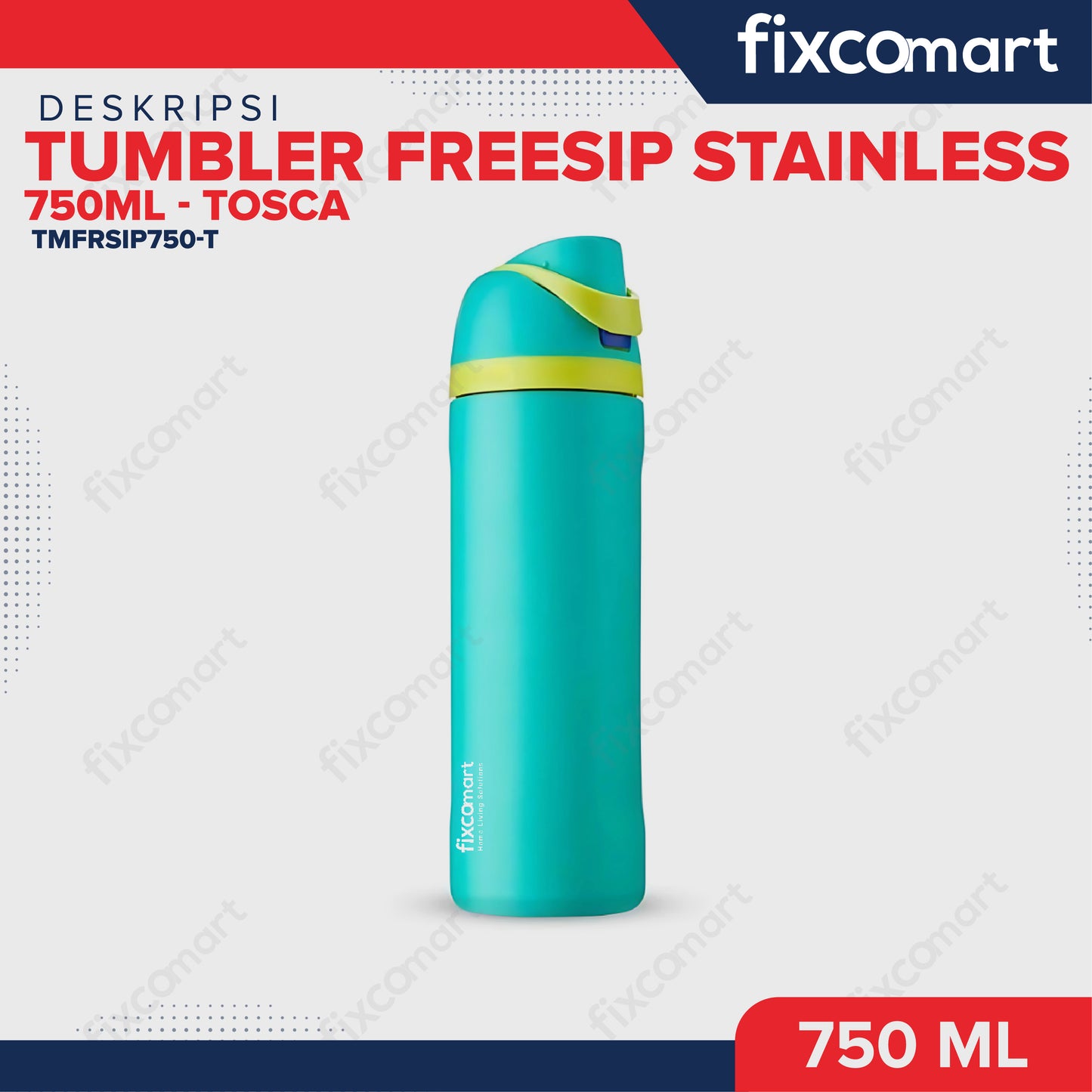 FIXCOMART TUMBLER STAINLESS 304 GAGANG 750ML - Botol Minum besar Menjaga suhu Panas dan Dingin portable BPA FREE STAINLESS  - Botol Minum 750ML