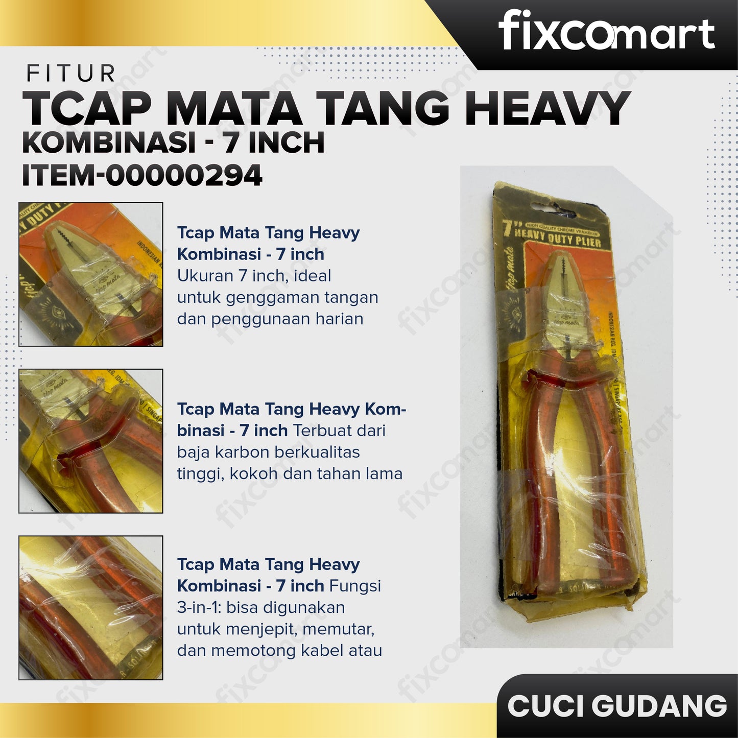 GARAGE SALE - Tjap Mata Tang Heavy Duty Kombinasi - 7 inch