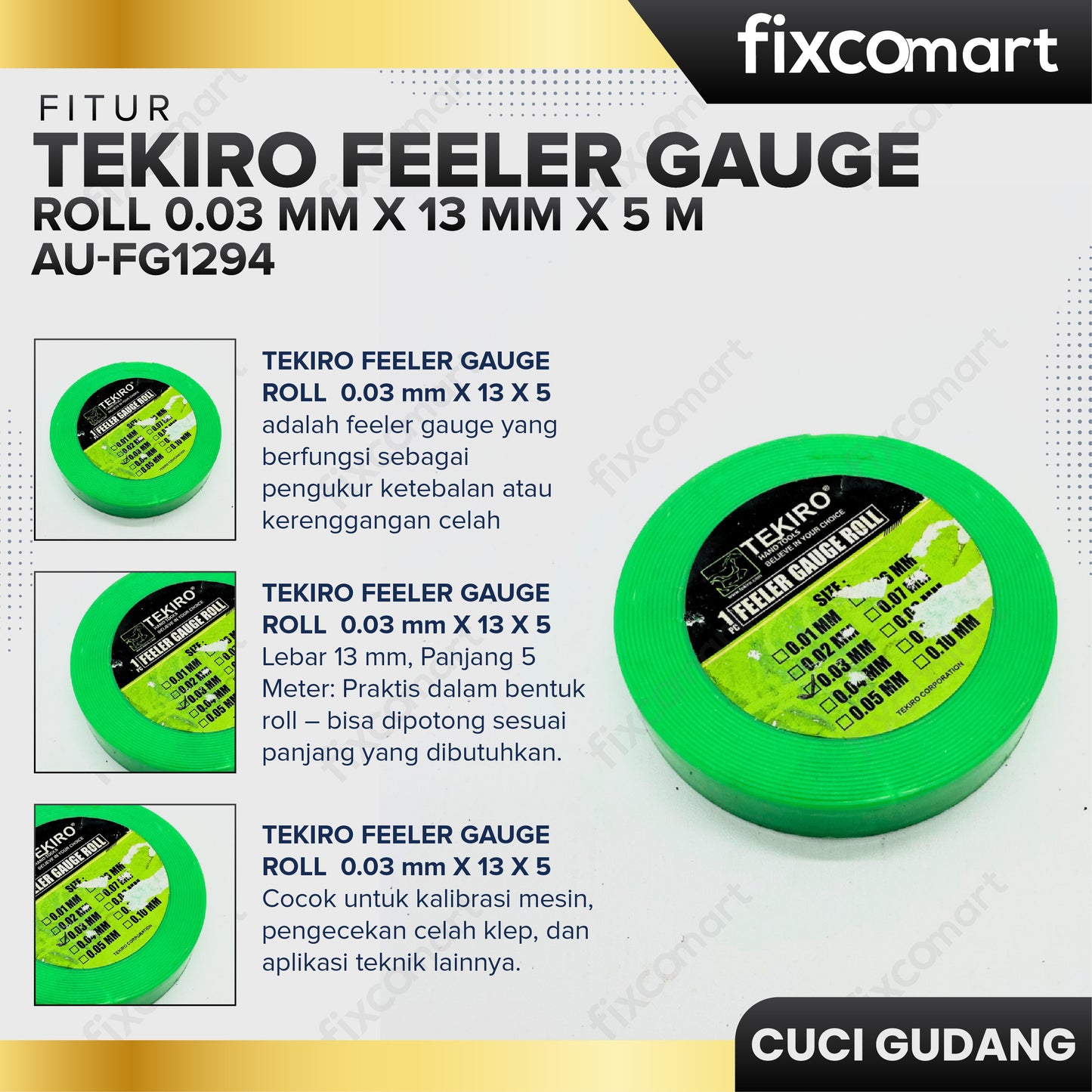 GARAGE SALE - TEKIRO Feeler Gauge Roll 0.03 Mm X 13 Mm X 5 M