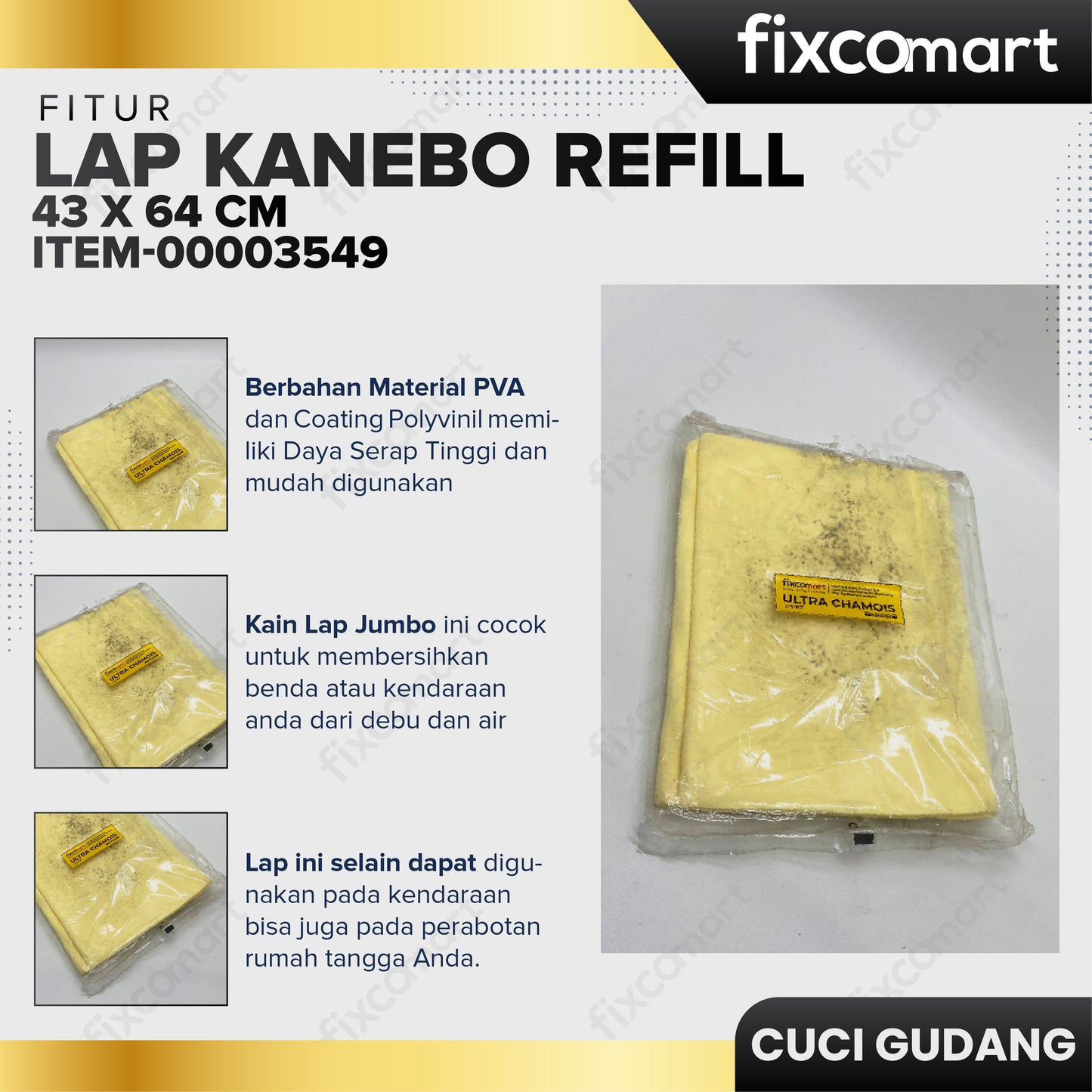 GARAGE SALE - Lap Kanebo Refill (Non Brand) Ukuran 43 x 64 cm