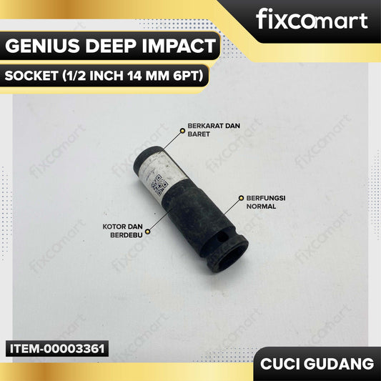 GARAGE SALE - GENIUS Deep Impact Socket 1/2 Inch 14 mm 6PT