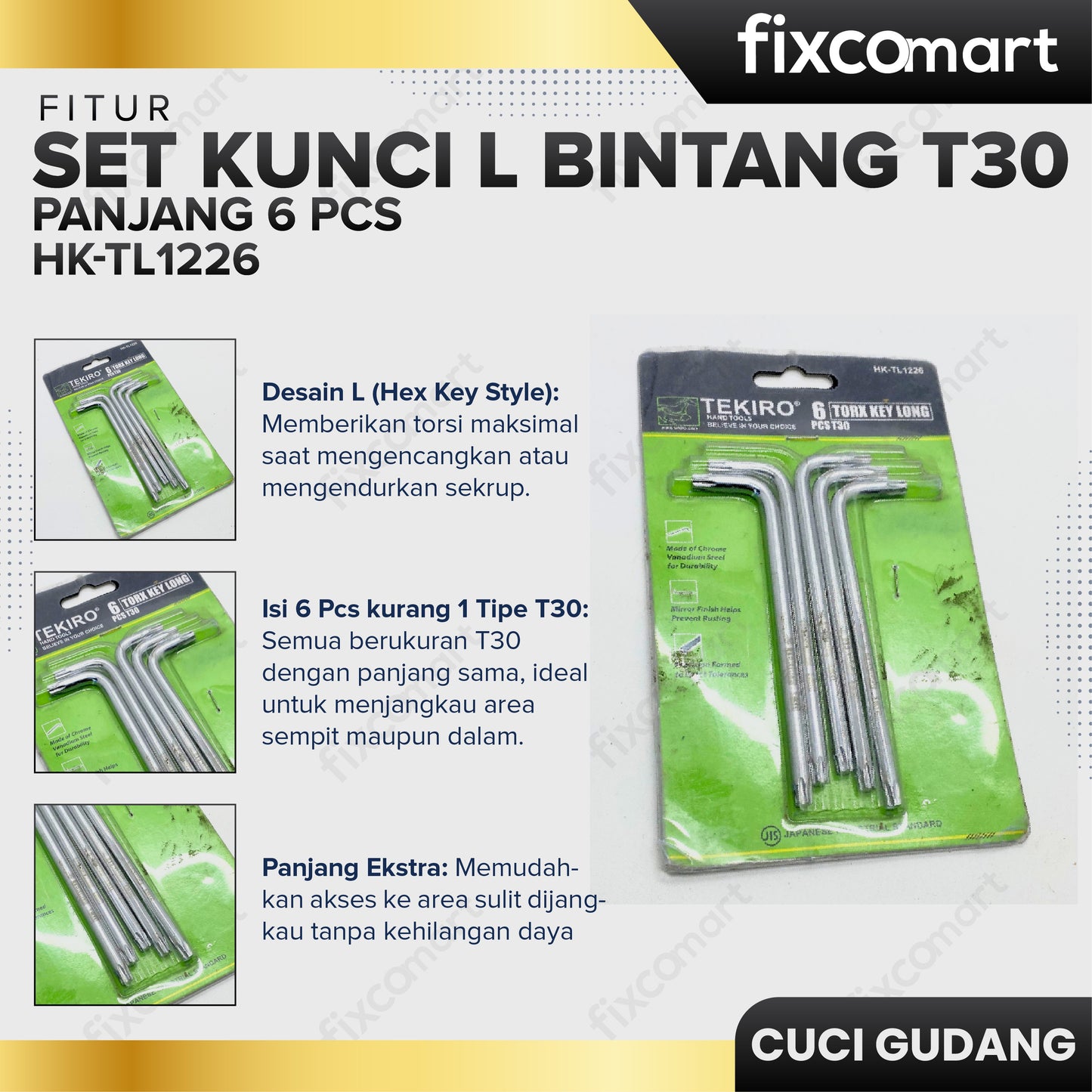 GARAGE SALE - TEKIRO Set Kunci L Bintang T 30 Panjang 6 Pcs