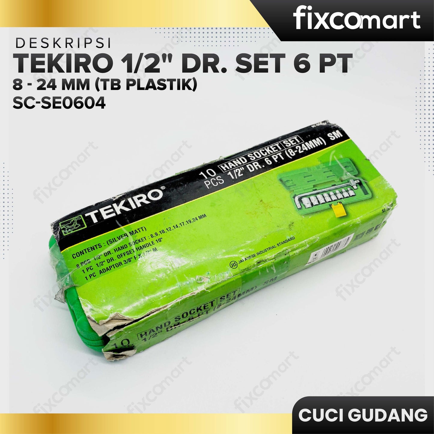 GARAGE SALE - (RUSAK) TEKIRO 1/2" Dr. Set 6 Pt 8 - 24 Mm (Tb Plastik)