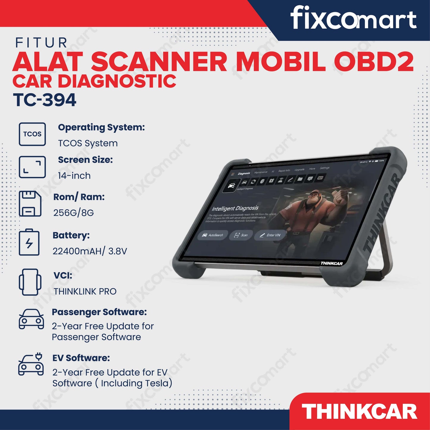 ThinkCar 394 Alat Scanner Mobil OBD2 Car Diagnostic - THINKCAR TC-394 – Alat Scanner Mobil OBD2 Profesional
