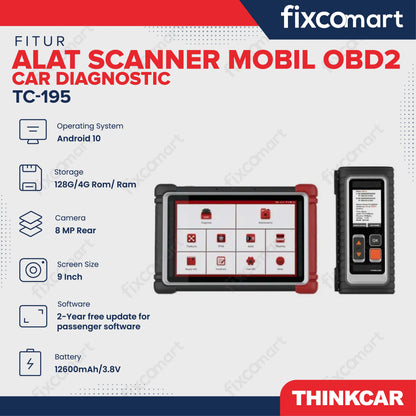 ThinkCar 195 Alat Scanner Mobil OBD2 Car Diagnostic - Thinkcar TC-195 Alat Scanner Mobil OBD2  Car Diagnostic Profesional