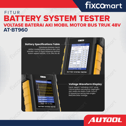 AUTOOL AT-BT960 Battery System Tester – Alat Uji Baterai Aki Mobil, Motor, Bus, dan Truk 48V