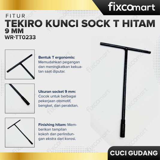 GARAGE SALE - Tekiro Kunci Sock T Hitam 9 mm